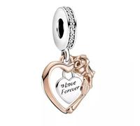 PANDORA Ciondolo Cuore e Fiore Rosa 789290C01 donna