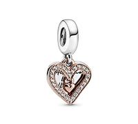 PANDORA Icons Pendente con cuore placcato in oro rosa 14 k e argento Sterling con zirconi cubici trasparenti