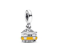 Pandora Lisbon Tram Engravable Double Dangle Charm 793333C01 - Sterling Silver, Yellow Enamel