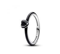 PANDORA ME Anello con cuore in argento 9 con cristallo nero e smalto nero, 54