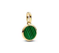 PANDORA ME 763389C01 - Mini medaglione in argento sterling con lega di metallo placcato oro e malachite, compatibile con braccialetti ME e Moments, colore: Verde, misura unica, Argento sterling,