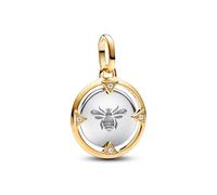 PANDORA Me 763417C01 - Ciondolo a forma di ape in argento sterling con lega di metallo placcato oro e zirconi, compatibile con braccialetti ME e Moments, misura unica, Argento sterling, Zirconia