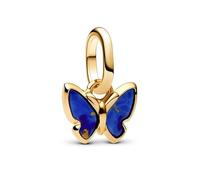 Pandora ME 763825C01 - Ciondolo a forma di farfalla blu in argento sterling placcato oro 14 carati, compatibile con Me e Moments, 2,7x7,2x8,9 mm, Argento sterling, Lapislazzuli