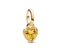 Pandora ME 763862C01 - Mini ciondolo a forma di cuore, in argento sterling placcato oro 14 carati, con zirconi, compatibile con Me e Moments, 2,9x8,6x6,6 mm, Argento sterling, Zirconia cubica