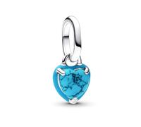 Pandora ME 793827C01 - Mini ciondolo a forma di cuore turchese, in argento Sterling, compatibile con Me e Moments, 3,2x8,4x6,2 mm, Argento sterling, Turchese