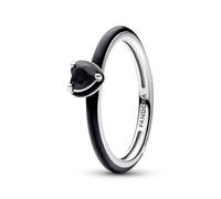 PANDORA ME Anello con cuore in argento 9 con cristallo nero e smalto nero, 60