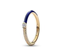 PANDORA ME Anello con pavé blu placcato in oro 14k con zirconi cubici trasparenti, 54