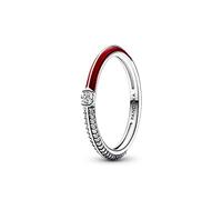 PANDORA ME Anello con pavé, rosso in argento Sterling con zirconi cubici trasparenti e smalto rosso, 54