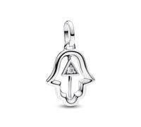 Pandora ME Hand of Fatima 793411C01 - Ciondolo a forma di medaglione in argento sterling con zirconi, compatibile ME e Moments, misura unica, Argento sterling, Zirconia cubica