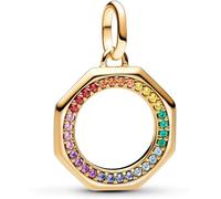 PANDORA ME Medaglione a forma di arcobaleno placcato in oro 14k con cristallo verde, rosa, blu, rosso, viola, arancione e giallo