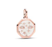 PANDORA ME Medaglione con occhio placcato in oro rosa 14 carati con zirconi cubici trasparenti e smalto bianco scintillante