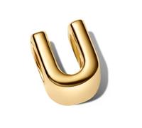 PANDORA Lettera U 763967C00 - Mini ciondolo in argento sterling con placcatura in oro 14 carati, compatibile Moments, dimensioni: 6,1 x 8,2 x 6,4 mm