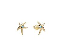 Pandora Moments 263820C01 - Orecchini a perno in argento sterling placcato oro 14 carati, con cristalli blu caprino, 2,7x10,7x9,2 mm, Argento sterling, Nessuna pietra preziosa