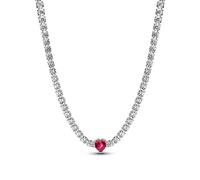 PANDORA Moments 393549C01-40 - Girocollo a forma di cuore, in argento Sterling con cristalli artificiali, 40 cm, 40cm, Argento sterling, Pietra mista