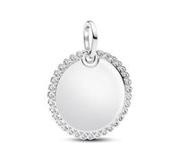 PANDORA Moments 394007C01 - Ciondolo rotondo inciso in argento sterling con zirconi, compatibile Moments e ME