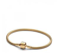 PANDORA Moments 563390C00-18 - Bracciale a serpente con chiusura a sfera, in argento sterling con lega di metallo dorata, compatibile con Moments Charms, dimensioni: 18 cm