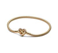 PANDORA Moments 563758C01-19 - Bracciale in argento sterling placcato oro 14 carati, con zirconi, misura 19 cm, 19 cm, Argento sterling, Zirconia cubica