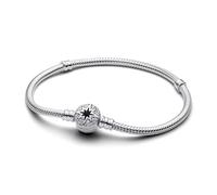 PANDORA Moments 593584C01-19 - Bracciale a serpente con chiusura a stella polare, in argento sterling con zirconi, compatibile con Moments Charms, dimensioni: 19 cm, 23 cm, Argento sterling, Zircone