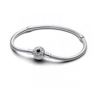 Pandora Moments 593584C01-20 North Star Clasp Snake Chain Bracelet - Sterling Silver, Cubic Zirconia, 20 cm