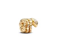 PANDORA Moments 763618C01 - Ciondolo a forma di serpente arrotolato in argento sterling con lega di metallo placcato oro e zirconi, compatibile, klar, Argento sterling, Zirconia cubica