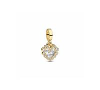 PANDORA Moments 763765C01 - Ciondolo a forma di cuore, in argento sterling placcato oro 14 carati, con zirconi, compatibile con Me e Moments, 4,3x11,8x11,3 mm, Argento sterling, Zirconia cubica