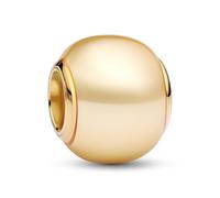 PANDORA Moments 763781C01 - Charm in argento sterling placcato oro 14 carati, con perle artificiali, compatibili, 10,4x10,4x9 mm, Argento sterling, Nessuna pietra preziosa