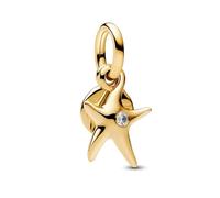 Pandora Moments 763892C01 - Ciondolo a forma di stella marina, in argento sterling placcato oro 14 carati, con zirconi, compatibile con Me e Moments, 4,4x14,3x10 mm, Argento sterling, Zirconia cubica