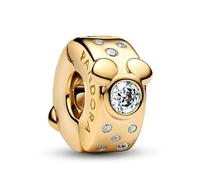 PANDORA Moments 764130C01 - Charm Disney Topolino e Minnie, in lega di metallo placcato oro 14 K e zirconi, compatibile con Moments
