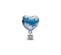 PANDORA Moments 793595C01 - Ciondolo a forma di cuore in argento sterling con zirconi, compatibile con braccialetti Moments, Blau, Argento sterling, Zirconia cubica