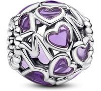 PANDORA Moments 793772C01 - Charm a forma di cuore aperto, in argento Sterling, 11,4x11,4x10,8 mm, Argento sterling, Nessuna pietra preziosa