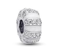 PANDORA Moments 793785C01 - Charm a clip in argento sterling con zirconi, compatibile con braccialetti Moments, 9,2x9,2x4,7 mm, Argento sterling, Zirconia cubica