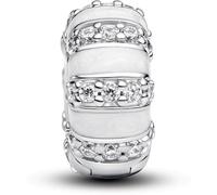 PANDORA Moments 793785C01 - Charm a clip in argento sterling con zirconi, compatibile con braccialetti Moments, 9,2x9,2x4,7 mm, Argento sterling, Zirconia cubica