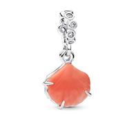 Pandora Moments 793821C01 - Ciondolo doppio in argento Sterling, compatibile con Me e Moments, colore: Rosso corallo, 5,2x13,1x11,2 mm, Argento sterling, Zirconia cubica