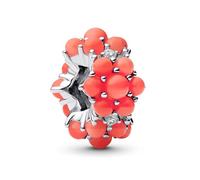 Pandora Moments 793897C01 - Ciondolo a forma di oceano rosso corallo in argento sterling con zirconi, compatibile, 11,5x10,7x7,3 mm, Argento sterling, Zirconia cubica
