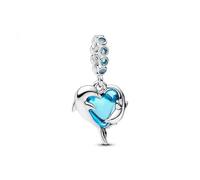 PANDORA Moments 793924C01 - Ciondolo a forma di delfini, in argento Sterling, compatibile con Me e Moments, 4,1x14,4x12,9 mm, Argento sterling, Nessuna pietra preziosa