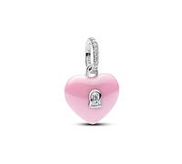 PANDORA Moments 794424C01 - Ciondolo a forma di cuore, in argento Sterling con zirconi, compatibile con Me e Moments, colore: Rosa
