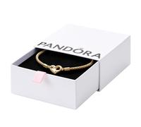 PANDORA Moments - Bracciale con maglia geometrica, placcato in oro 14k, con chiusura a cuore