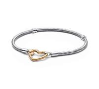 PANDORA Moments - Bracciale con maglia snake in argento sterling con chiusura a cuore placcata in oro 14k