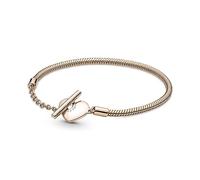 PANDORA Moments - Bracciale con maglia snake placcato in oro rosa 14k, con chiusura a T
