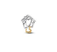 PANDORA Moments Casa & Cuore - Charm in argento sterling con lega metallica placcata in oro 14K, compatibile con Moments, 764145C00