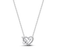 PANDORA Moments 394477C01-45 - Collana da donna in filigrana con ciondolo a forma di cuore, in argento Sterling 925 con zirconi cubici, lunghezza 45 cm