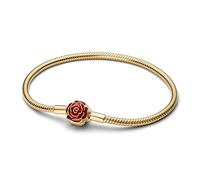 PANDORA Moments Disney 564019C01-23 - Braccialetto a maglia di serpente "La bella e la bestia", in lega di metallo placcato oro 14 carati, compatibile Moments, dimensioni: 23 cm