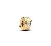 PANDORA Moments 764130C01 - Charm Disney Topolino e Minnie, in lega di metallo placcato oro 14 K e zirconi, compatibile con Moments