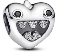 PANDORA Moments Mamas 793768C01 - Ciondolo a forma di cuore, in argento Sterling con zirconi, compatibile Moments, 8,9x10,2x10,9 mm, Argento sterling, Zirconia cubica