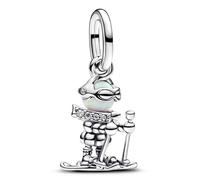 Pandora Moments Skier Dangle Charm 793514C01 - Sterling Silver with Lab-Created Opal