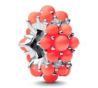 Pandora Moments 793897C01 - Ciondolo a forma di oceano rosso corallo in argento sterling con zirconi, compatibile, 11,5x10,7x7,3 mm, Argento sterling, Zirconia cubica