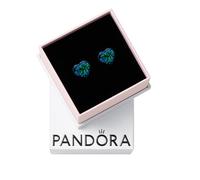 PANDORA Orecchini a bottone Moments con cuore in argento Sterling con opale verde blu creato in laboratorio