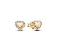 Pandora Timeless 264363C01 - Orecchini con corona a forma di cuore, in lega di metallo placcato oro 14 carati e zirconi