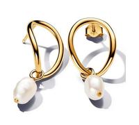 PANDORA Organico Forma Cerchio & Barocco Behandelte Perle D'Acqua Dolce Ohrr