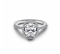 Pandora Oval Sparkling Halo Statement Ring 193777C01-52 - Sterling Silver, Cubic Zirconia